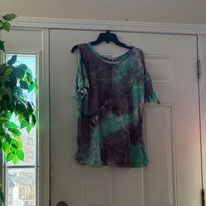 White Birch Tie-Dye Cold Shoulder Tee